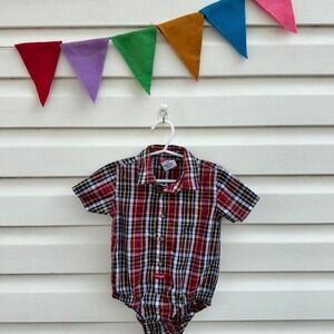 Wrangler plaid polo baby onesie